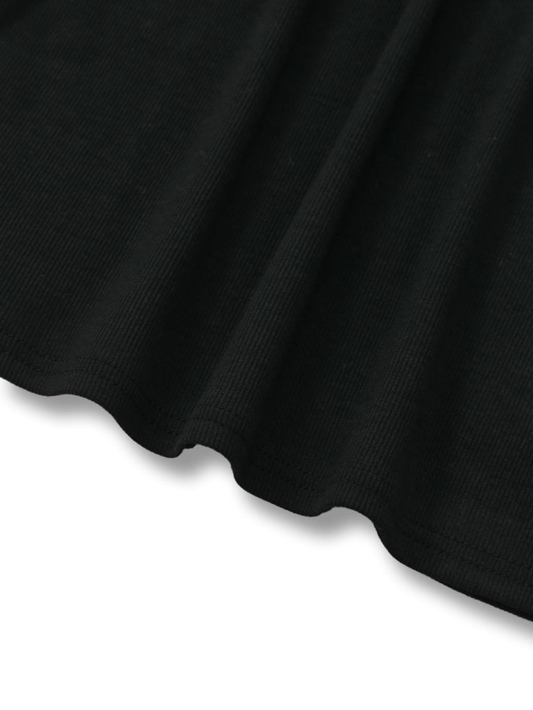 [Pre-Sale] Black 1950S V-Neck Lantern Sleeve Knitted Top