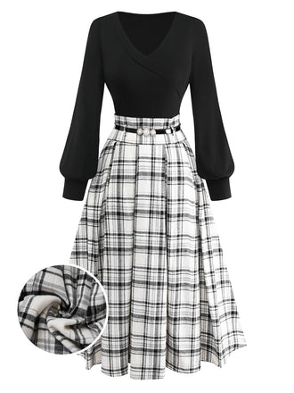 [Pre-Sale] 2PCS 1950s Lantern Sleeve Knitted Top & Cotton Pleated Skirt