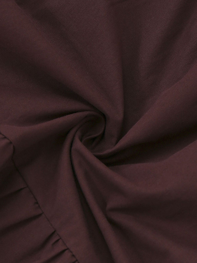 [Pre-Sale] Brown 1950s Gingham Lace-Up Backless Tiered Dress