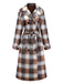 Khaki 1930s Gingham Plaid Faux-Wool Coat