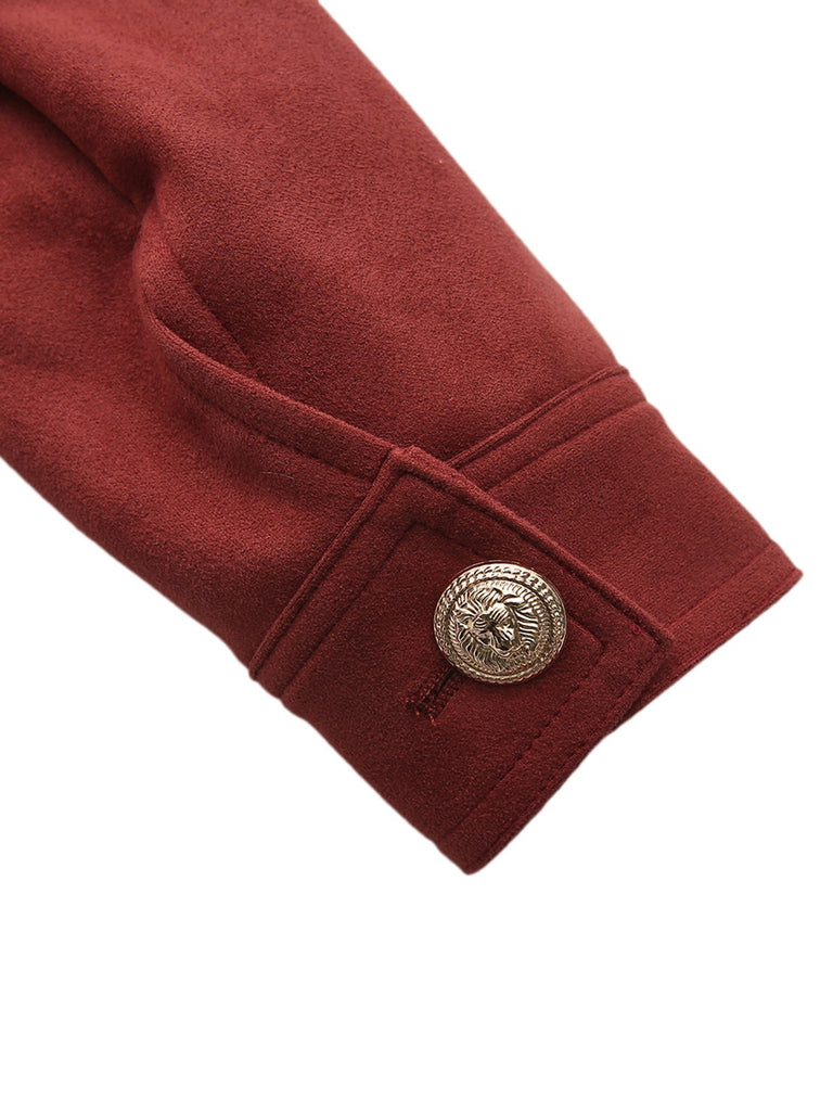 Brown 1980s Stand Collar Suede Cropped Jacket