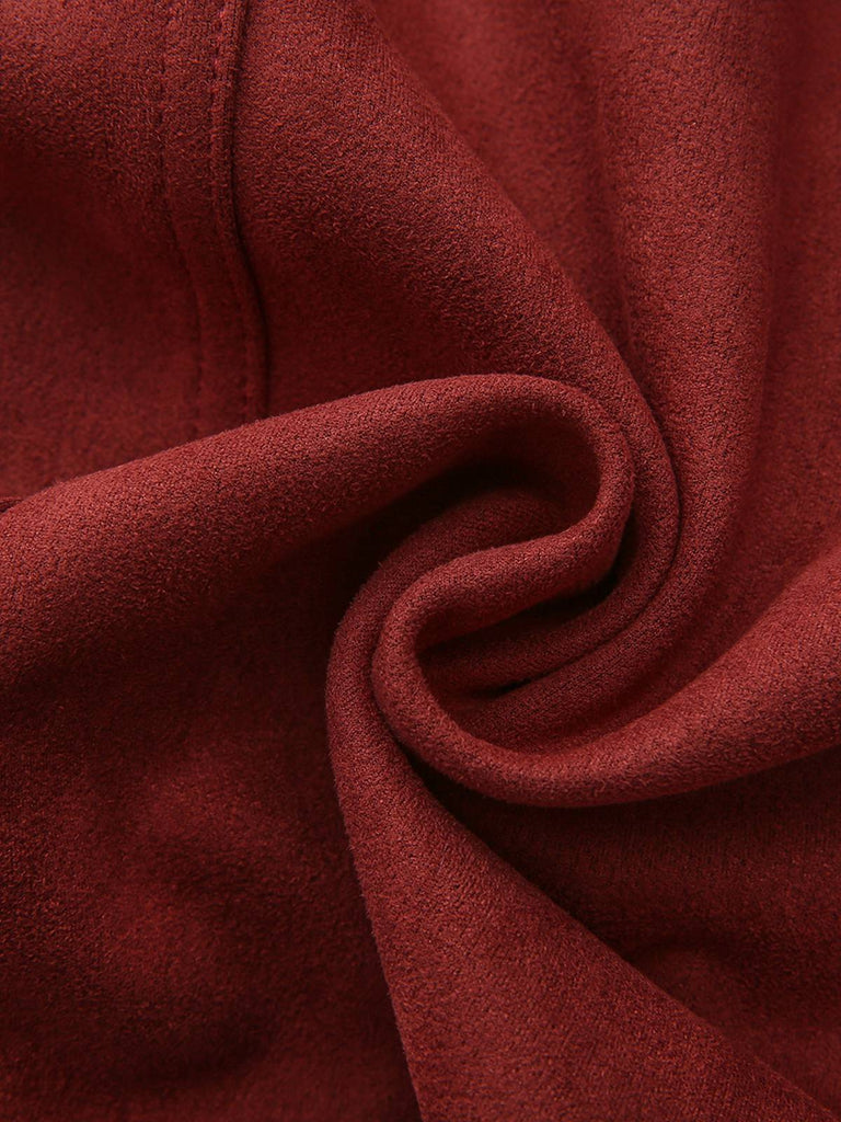 Brown 1980s Stand Collar Suede Cropped Jacket