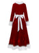 Red 1930s Mrs. Claus Costume Velvet Dress Set