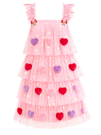 [Pre-Sale] Pink 1960s Christmas Tree Heart Pom Pom Cake Dress