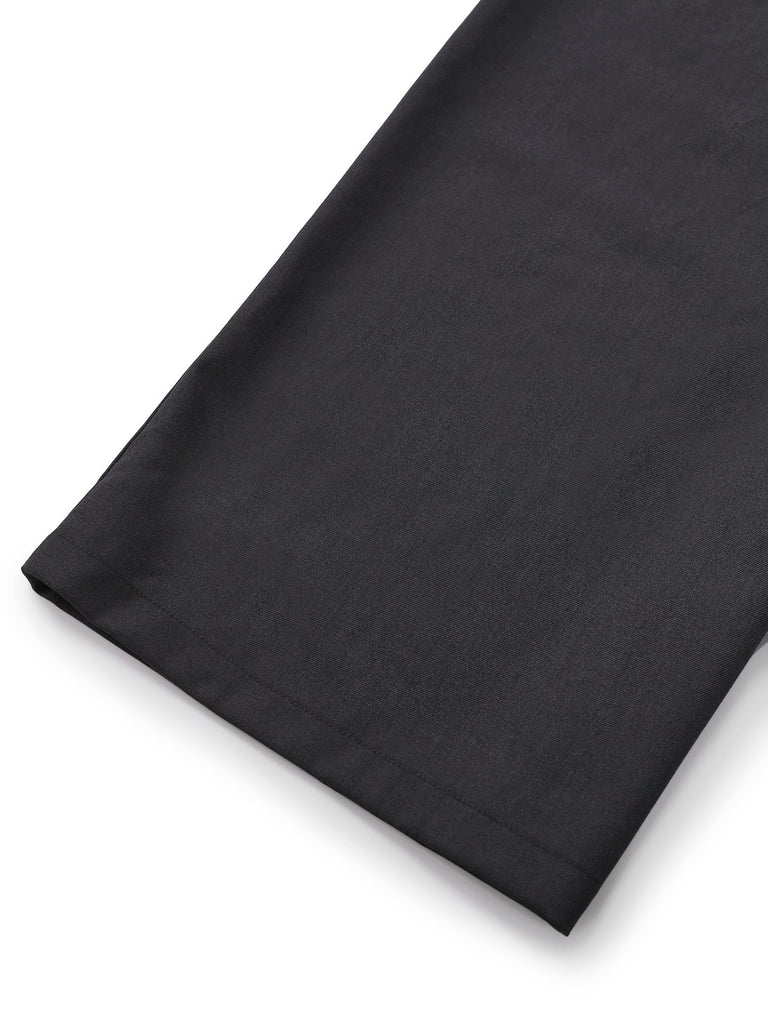 [Pre-Sale] Beige 1950s Pearl Trimmed Bow Tie-Neck Jumpsuit