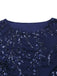 [Pre-Sale] Dark Blue 1950s Satin Sequined Embroidered Dress