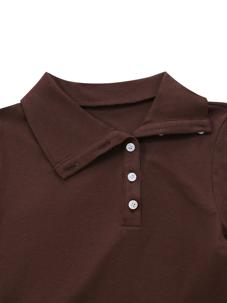 [Pre-Sale] Brown 1970s Knitted Plaid Asymmetrical Neck Dress