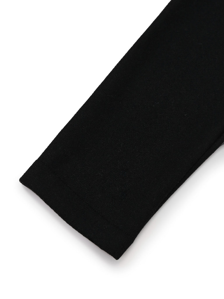 Black 1960s Lapel Plaid Faux-Wool Jacket