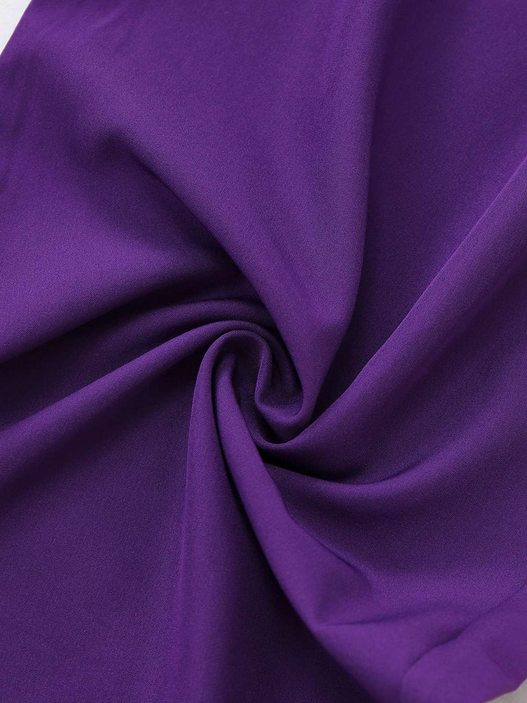 Purple 1980s Solid Irregular Sleeve Fitted Jumpsuit