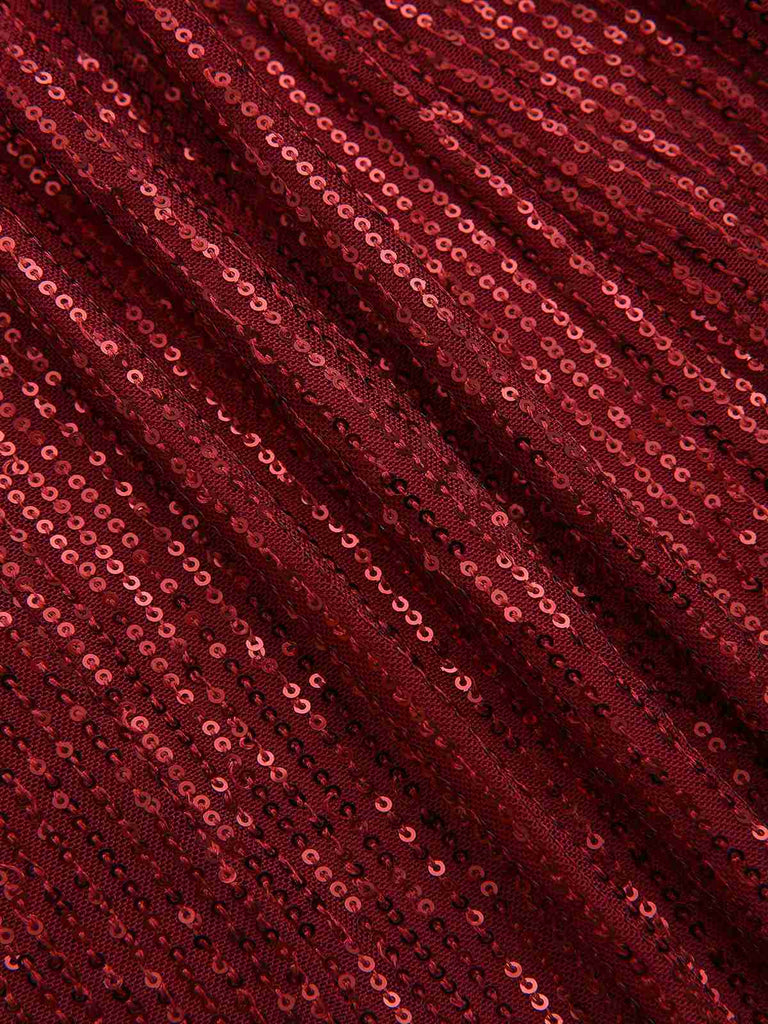 1960s Lapel Sequin Waist Tie Long Jacket