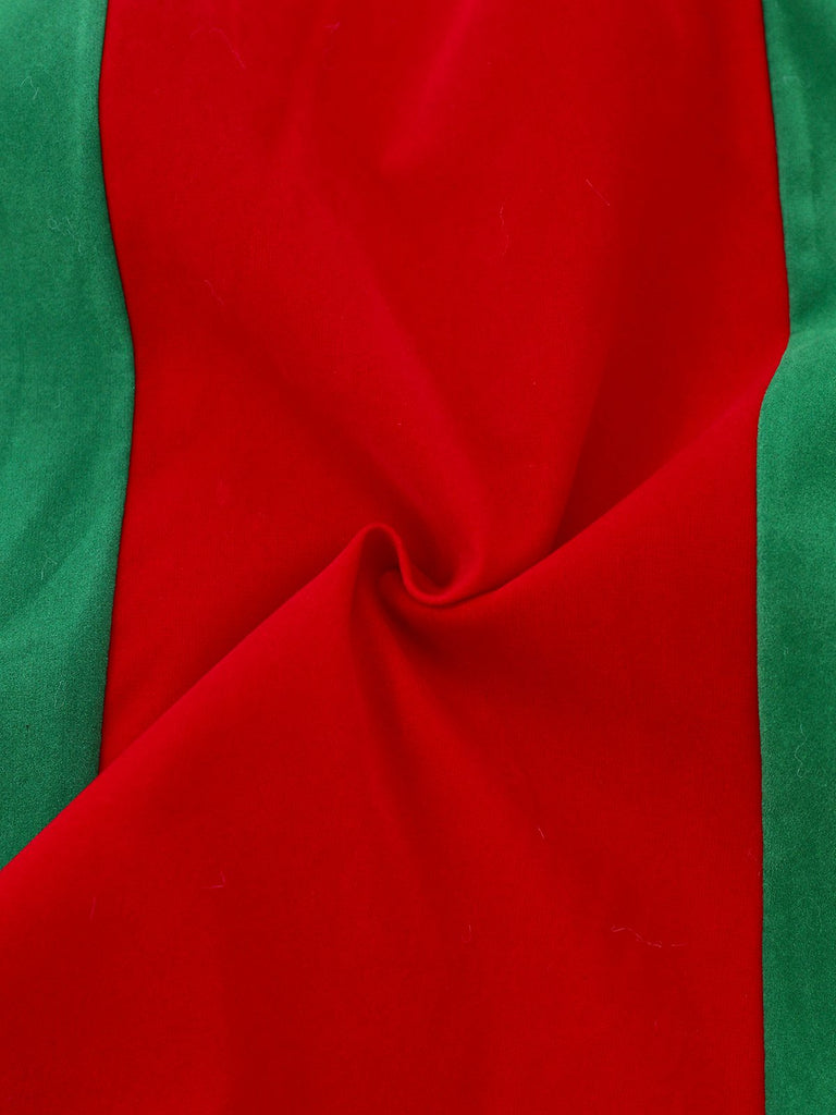 Red & Green 1960s Christmas Plush Trim Dress Set
