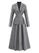 2PCS Grey 1940s Office Lapel Blazer & A-Line Pleated Skirt