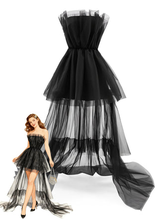 Black 1980s Mesh Bow Dress