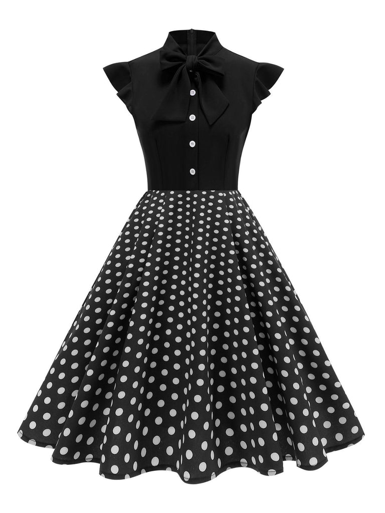 1950s Polka Dot Bow Swing Dress