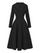 1950s Solid Lapel High Waist Swing Dress