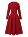 1950s Solid Lapel High Waist Swing Dress