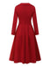 1950s Solid Lapel High Waist Swing Dress
