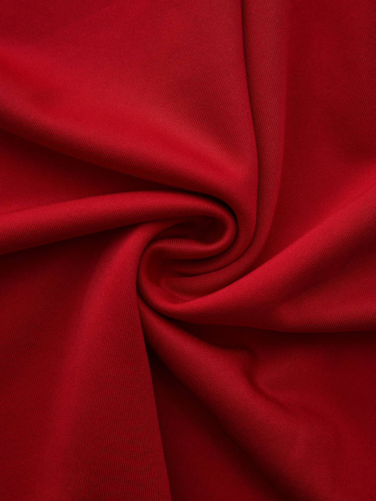 1950s Solid Lapel High Waist Swing Dress