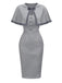 [Pre-Sale] Grey 1960s Solid Bow Caped Midi Bodycon Dress