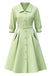 [Pre-Sale] Chartreuse 1950s Solid Three-Quater Sleeve Buttoned Dress