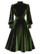 [Pre-Sale] Green 1950s Keyhole V-Neck Pearl Velvet Dress