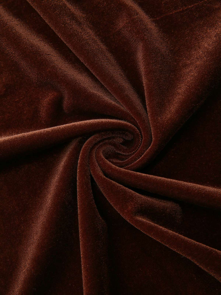 Brown 1940s Solid Lace Patchwork Velvet Dress