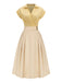 [Pre-Sale] Yellow 1950s Johnny Collar Pleated Patchwork Cotton Dress