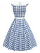 [Pre-Sale] Blue 1950s Sailor Collar Plaid Sleeveless Belted Dress