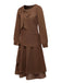 [Pre-Sale] Brown 1920s Bow Tie Belted Waist Dress