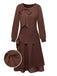 Brown 1920s Bow Tie Belted Waist Dress