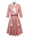 [Pre-Sale] Pink 1920s Tie Neck Embroidery Large Pockets Dress