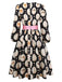 [Pre-Sale] Black 1950s Boat Neck Bunny Puppy Print Dress
