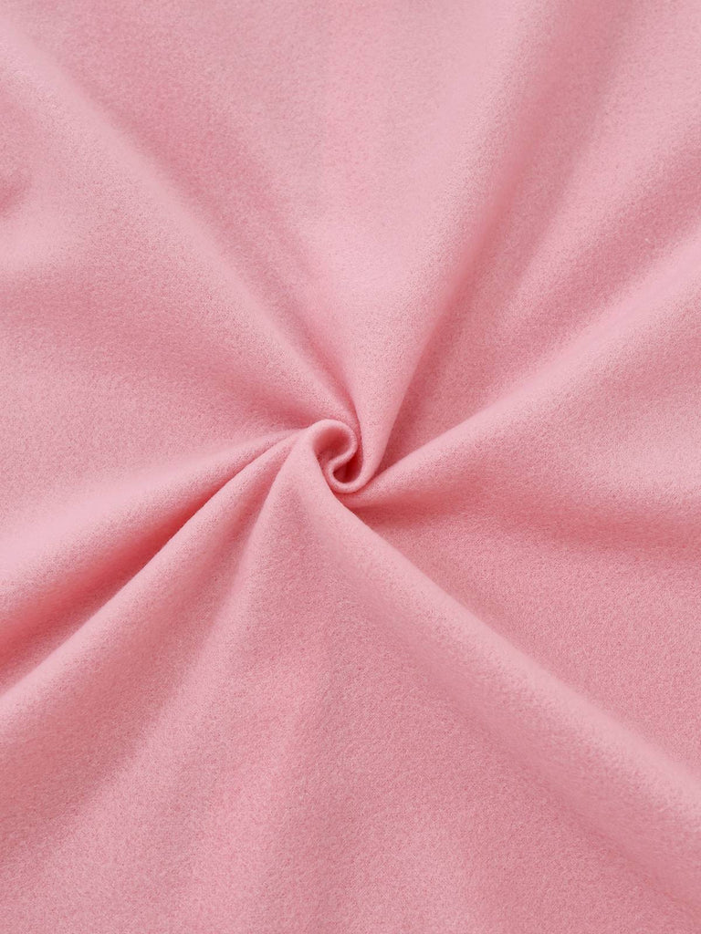 Pink 1950s Christmas Elf Plush-Edged Dress Set