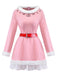 Pink 1950s Christmas Elf Plush-Edged Dress Set