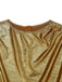 Gold Foil 1970s Batwing Sleeve Waist Ruched Dress