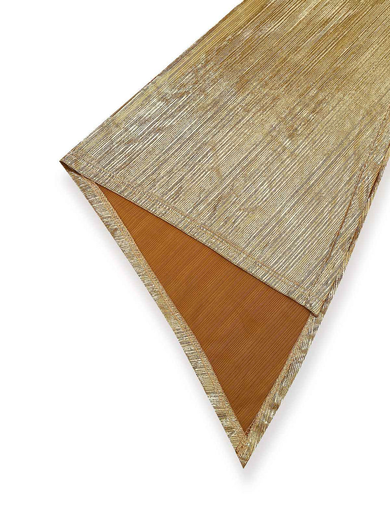 Gold Foil 1970s Batwing Sleeve Waist Ruched Dress