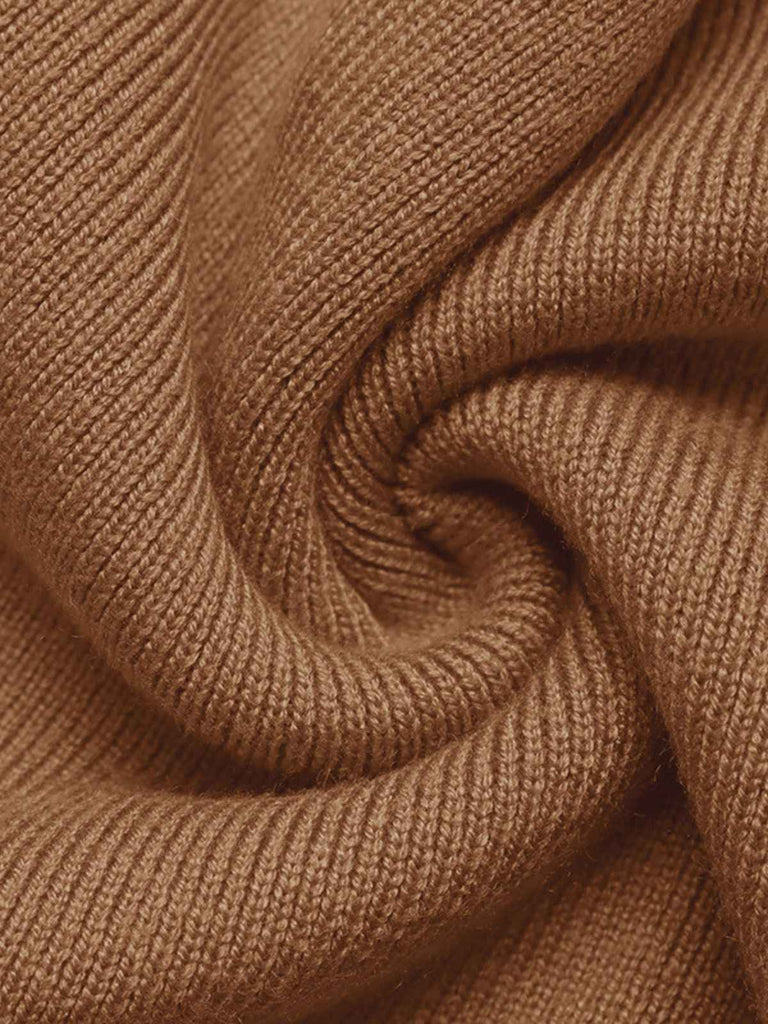 Brown 1970s Irregular Button Patchwork Knit Top