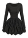 Black 1970s 3D-Bow Solid Bubble Dress