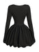 Black 1970s 3D-Bow Solid Bubble Dress