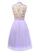 [Pre-Sale] Purple 1950s Floral Embroidered Tie Pleated Dress