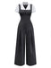 [Pre-Sale] Gray 1950s Faux Two-Piece Johnny Collar Puff Jumpsuit