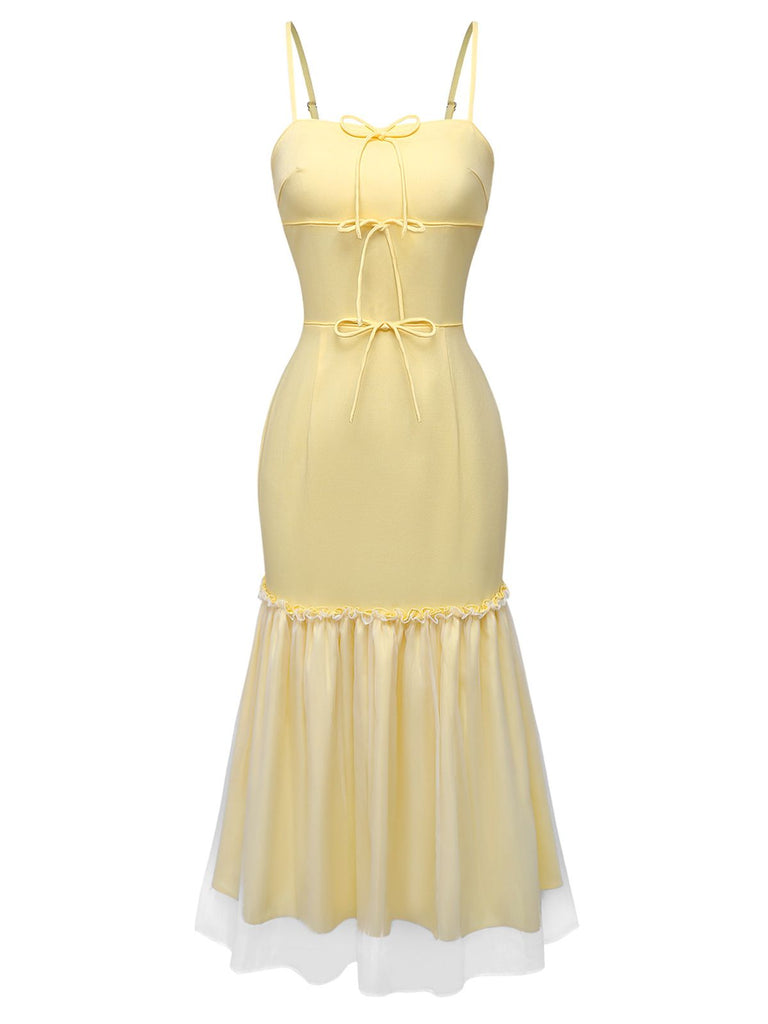 [Pre-Sale] Pale Yellow 1930s Mesh Spaghetti Strap Dress