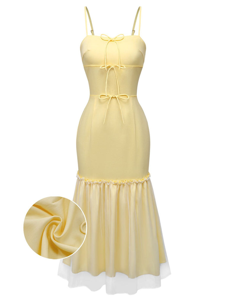 [Pre-Sale] Pale Yellow 1930s Mesh Spaghetti Strap Dress