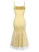[Pre-Sale] Pale Yellow 1930s Mesh Spaghetti Strap Dress