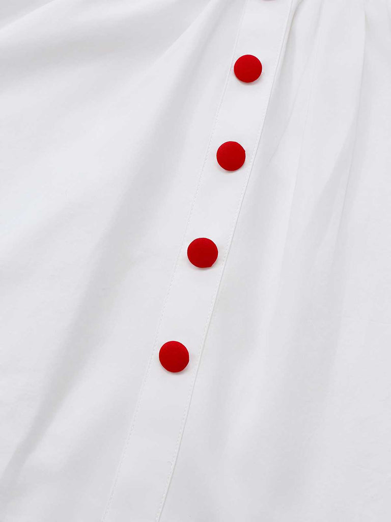 [Pre-Sale] White 1960s Slip Lace Contrast Bow Valentine Dress