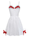 [Pre-Sale] White 1960s Slip Lace Contrast Bow Valentine Dress