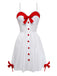 [Pre-Sale] White 1960s Slip Lace Contrast Bow Valentine Dress