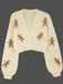 Brown 1960s Christmas Gingerbread Cropped Sweater Cardigan