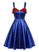 [Pre-Sale] Royal Blue 1950s Satin Colorblock Wide-Strap Dress