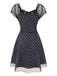 [Pre-Sale] Gray 1960s Bowknot Mesh Patchwork Polka Dot Dress